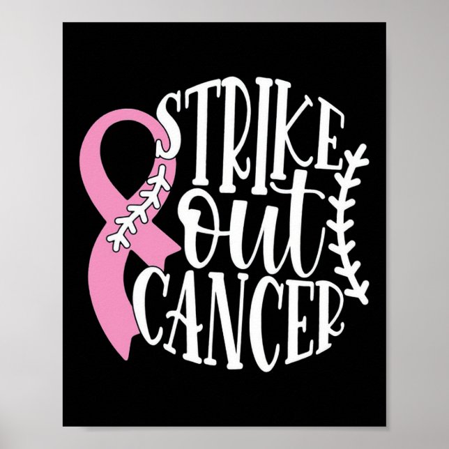 Strike Out Breast Cancer Baseball Fight Awareness  Poster (Front)