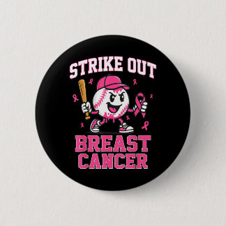 Strike Out Breast Cancer Baseball Ice Cream Drip Button
