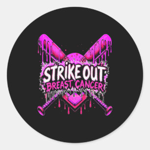 Strike Out Breast Cancer Baseball Softball Drip Ho Classic Round Sticker