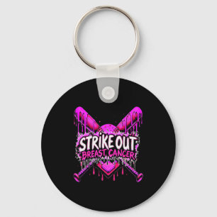 Strike Out Breast Cancer Baseball Softball Drip Ho Keychain