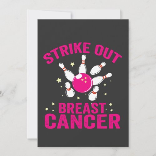 Strike Out Breast Cancer Funny Bowling Sport Gift  Invitation