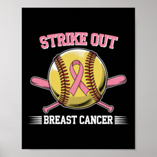 Strike Out Breast Cancer Softball Fight Awareness  Poster