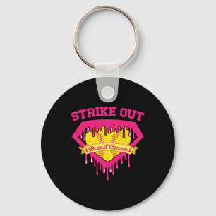Strike Out Breast Cancer Softll Breast Cancer Awar Keychain