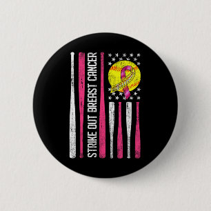 Strike Out Breast Cancer Softll Fight Awareness Me Button