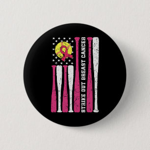 Strike Out Breast Cancer Softll Fight Awareness Me Button
