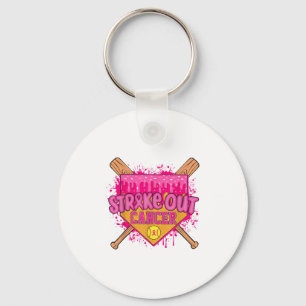 Strike Out Breast Cancer Warrior Softball Drip Hom Keychain