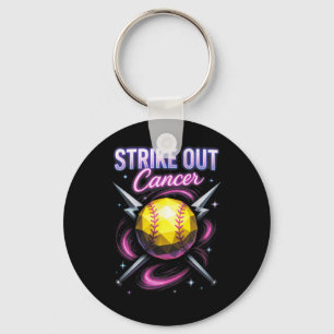 Strike Out Cancer - Breast Cancer Softll Support  Keychain