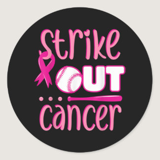 Strike Out Cancer Softball Ball Mammogram Pink Classic Round Sticker