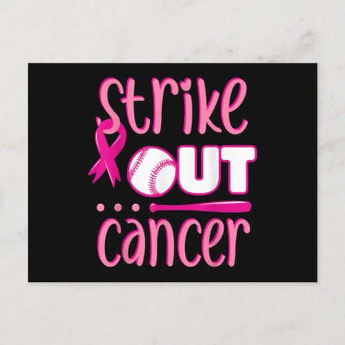 Strike Out Cancer Softball Ball Mammogram Pink Postcard