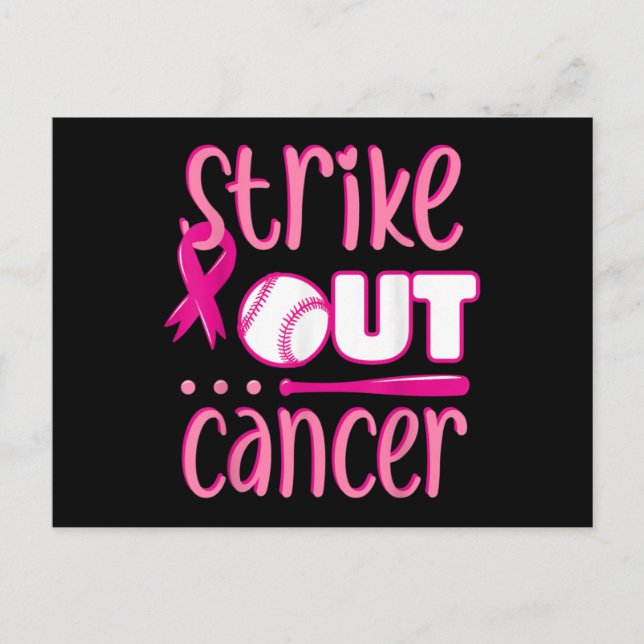 Strike Out Cancer Softball Ball Mammogram Pink Postcard (Front)