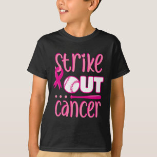 Strike Out Cancer Softball Ball Mammogram Pink Rib T-Shirt