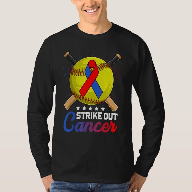 Strike Out Pulmonary Fibrosis Awareness Red Blue R T-Shirt (Front)