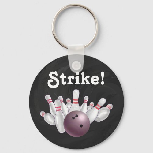 Strike Pink Bowling Ball with Pins Key Chain