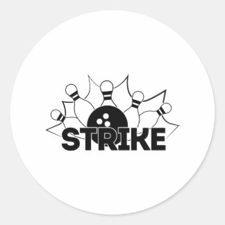 Strike Sign Bowling Print Classic Round Sticker