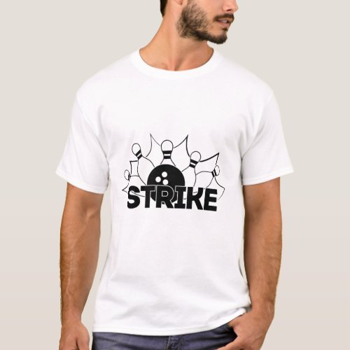 Strike Sign Bowling Print T_Shirt