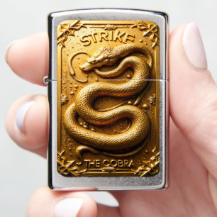 Strike The Cobra Golden Dragon Serpent Zippo Lighter