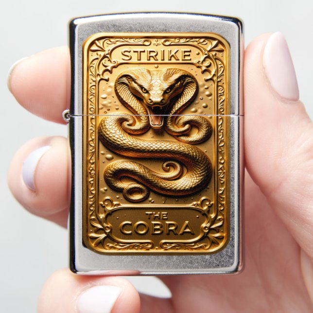 Strike The Cobra Golden Predator Zippo Lighter (In Hand)