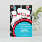 Strike up Fun Bowling Birthday Party Invitation (Standing Front)