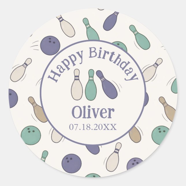 Strike Up Some Fun Vintage Bowling Party Sticker (Front)