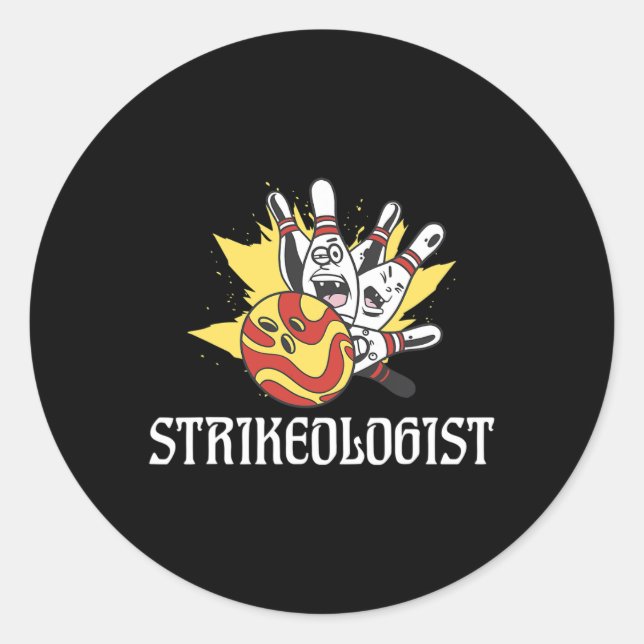 Strikeologist Bowling Team Bowler  Classic Round Sticker (Front)