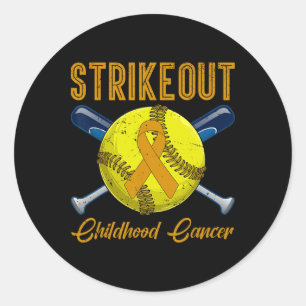 Strikeout Childhood Cancer Awareness Softll Gold R Classic Round Sticker
