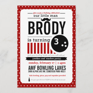 Strikes and 'Staches Invitation