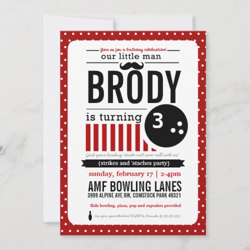 Strikes and 'Staches Invitation