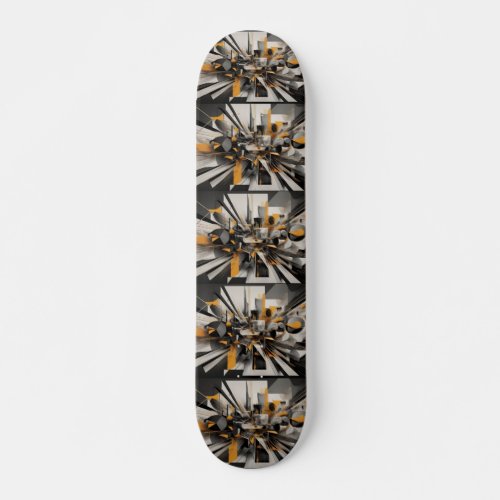 striking abstract collage skateboard