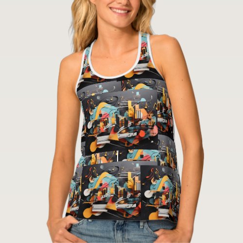 striking abstract collage tank top