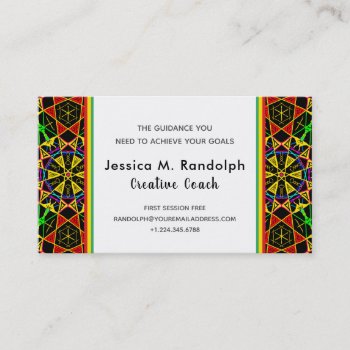 Striking African Colors Tribal Style Pattern Business Card by VillageDesign at Zazzle