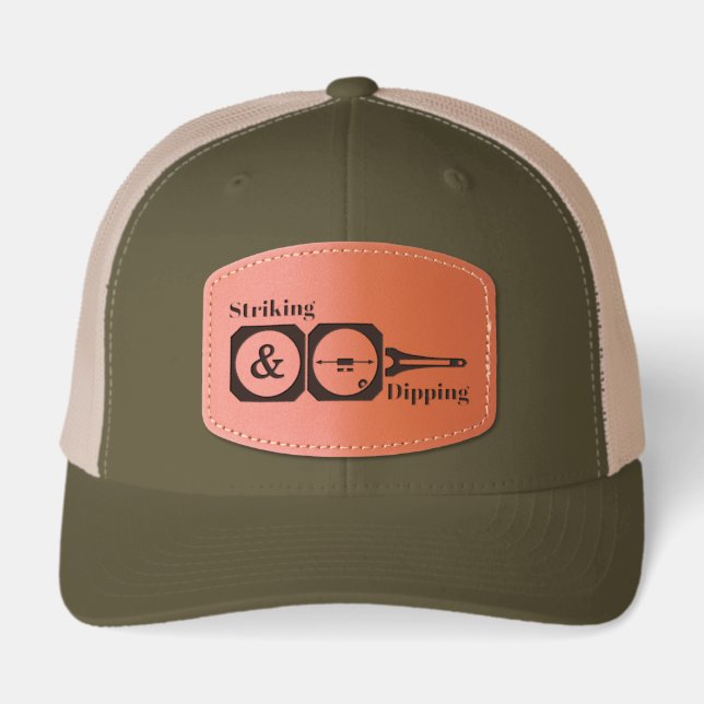 Striking and Dipping- Geologist's Transit Compass Leather Patch Hat (Front)