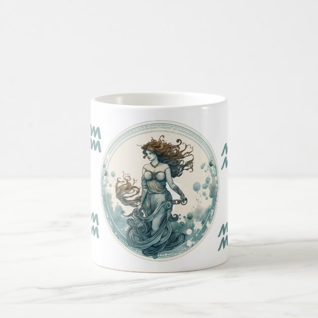 Striking Aquarius Symbol Artwork  Coffee Mug (Center)