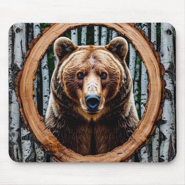 Striking bear portrait mouse pad (Front)