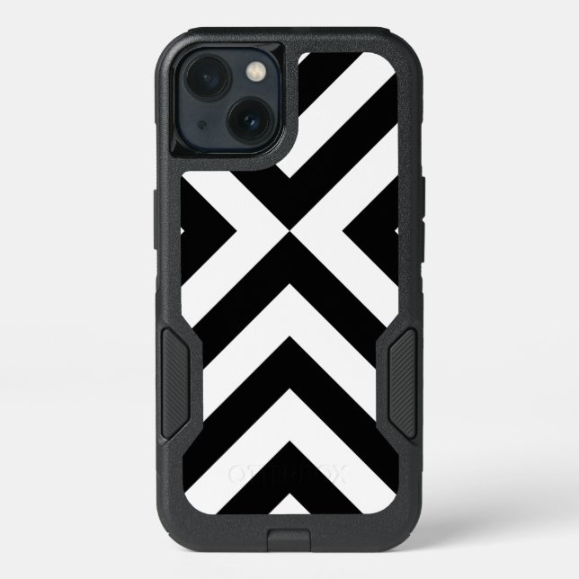 Striking Black and White Chevrons Otterbox iPhone Case (Back)