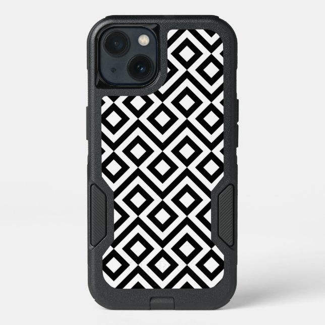 Striking Black and White Meander Otterbox iPhone Case (Back)