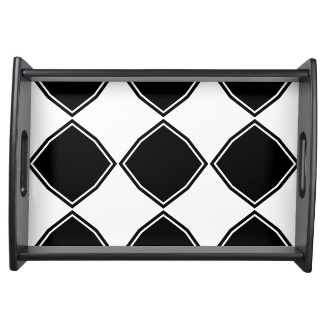 Striking Black and White Pattern Serving Tray (Front)