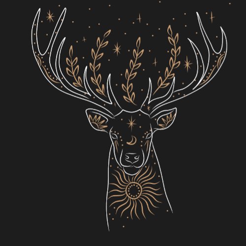 Striking Black and Yellow Deer Pattern T_Shirt