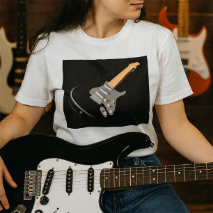 Striking Black Electric Guitar Musical Instrument  T-Shirt
