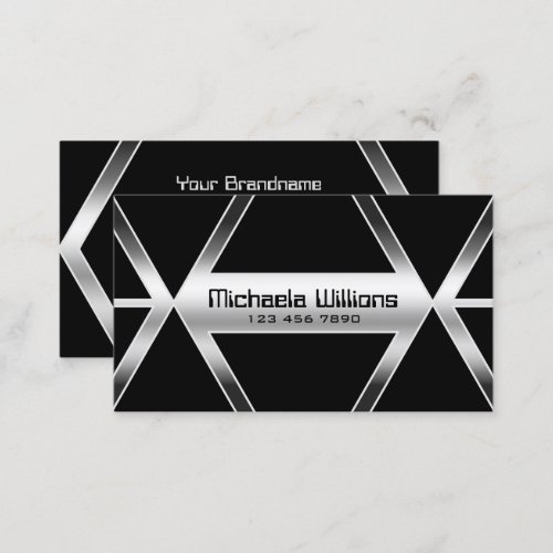 Striking Black Geometric Shimmery Silver Stylish Business Card