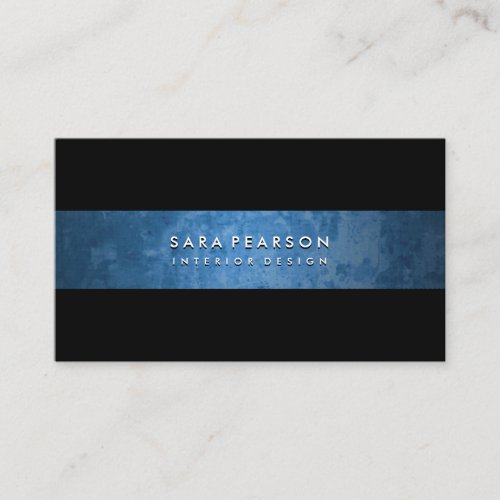 Striking Black Grunge Blue Stripe Business Card