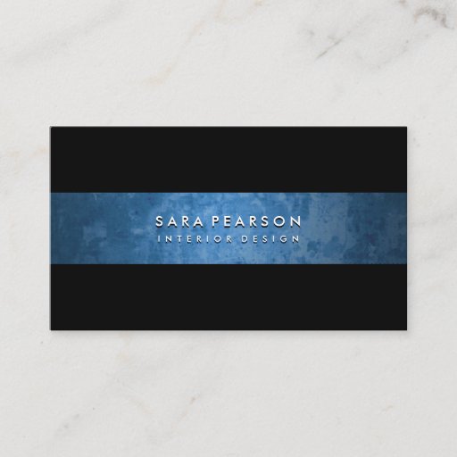 Customizable Striking Black Grunge Blue Stripe Business Card