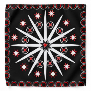 Striking black red grey and white patterned bandana