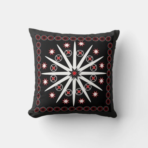 Striking black red grey and white patterned   throw pillow