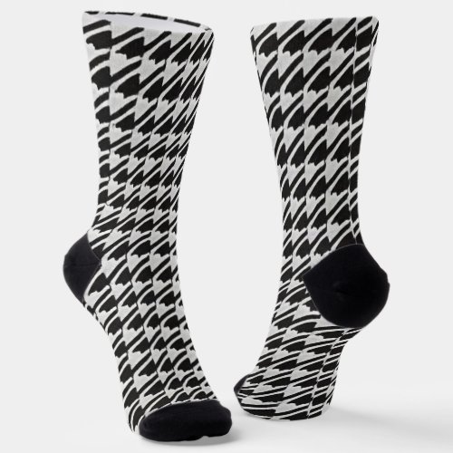 Striking Black  White Houndstooth Socks