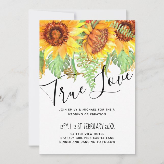 Striking Black with Sunflowers Wedding Budget (Front)