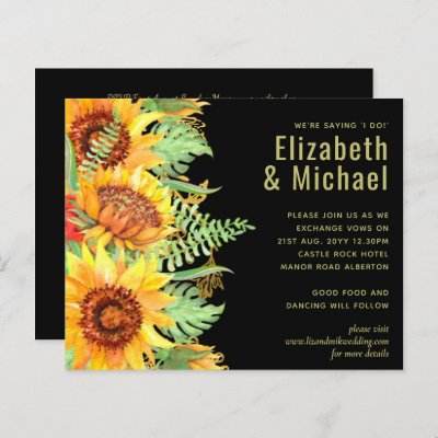 Striking Black with Sunflowers Wedding Budget