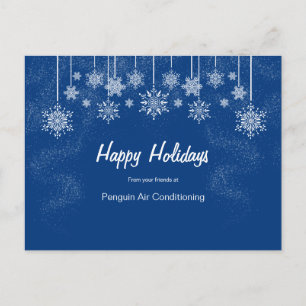 Striking Blue and White Business Christmas Postcard