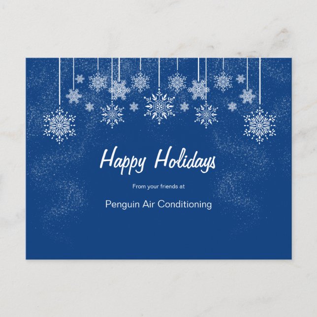 Striking Blue and White Business Christmas Postcard (Front)