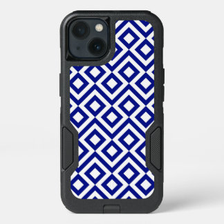 Striking Blue and White Meander iPhone 13 Case