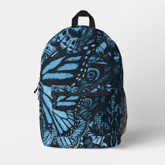 Striking Blue Butterfly Wings Pattern Aesthetic  Printed Backpack (Front)